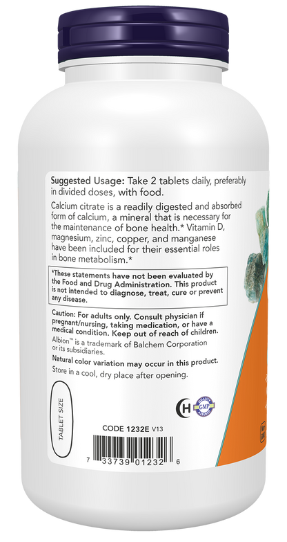 NOW Supplements, Calcium Citrate with Vit D, Magnesium, Zinc, 250 Tabs
