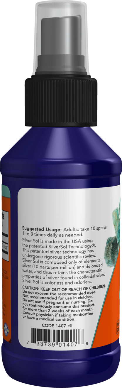 NOW Supplements, Silver Sol 10 PPM, Elemental Silver, Deionized, 4 fl oz