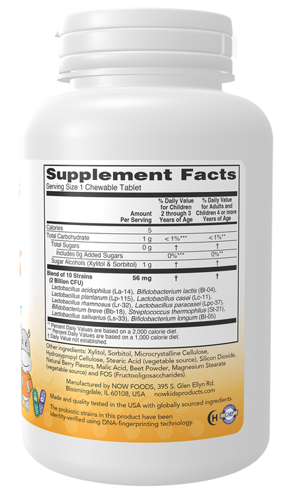 NOW Supplements, BerryDophilus™,  2 Billion., 10 Strains, 120 Chewables