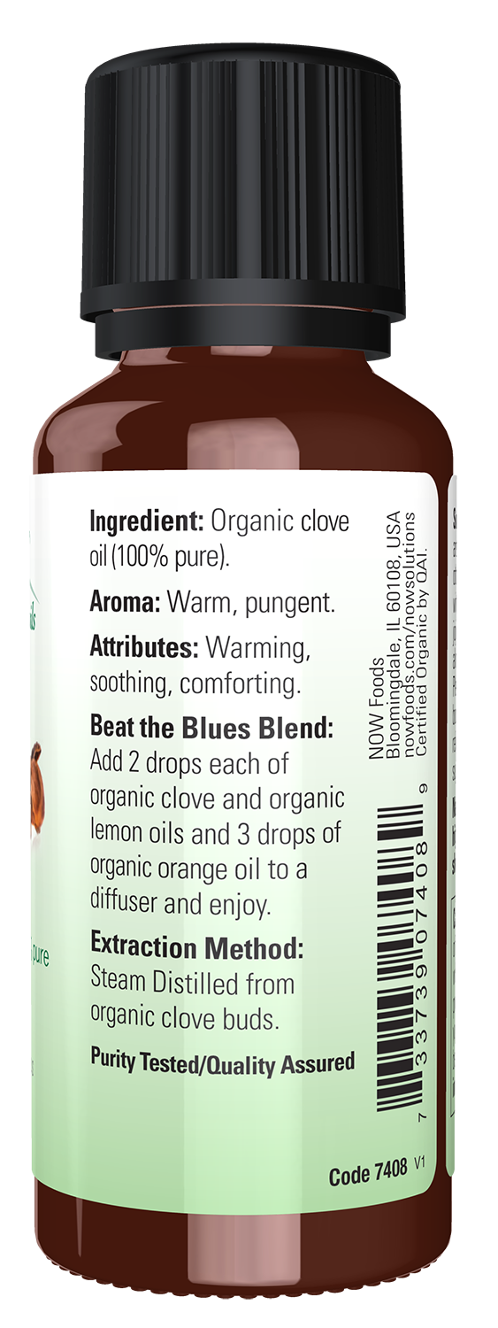 NOW Essential Oils, Organic Clove Oil, Steam Distilled, Undiluted, 1 fl. oz