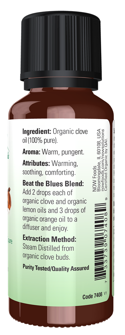 NOW Essential Oils, Organic Clove Oil, Steam Distilled, Undiluted, 1 fl. oz
