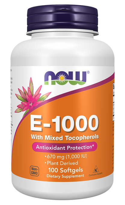 NOW Supplements, Vitamin E-1,000 IU Mixed Tocopherols, 100 Softgels