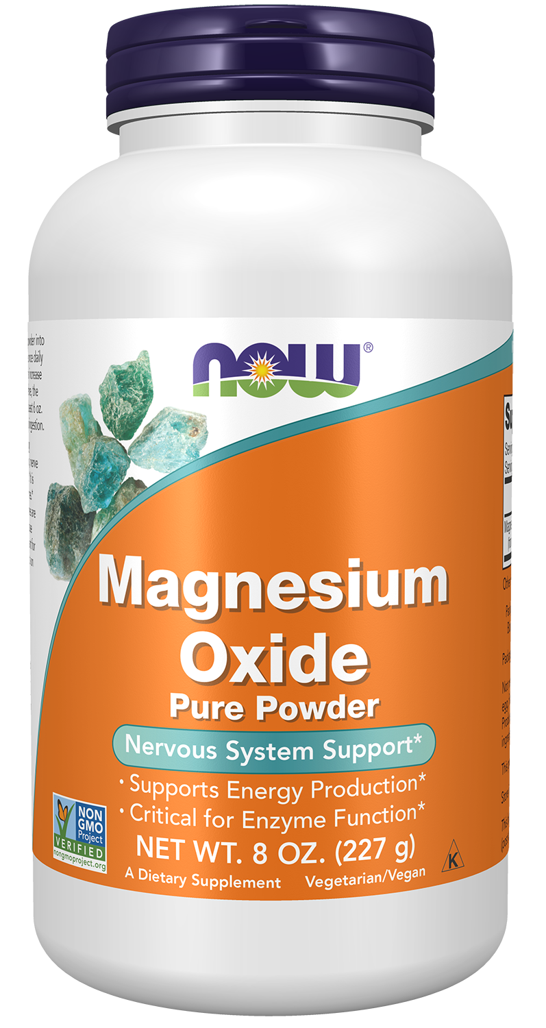 NOW Supplements, Magnesium Oxide, Enzyme Function*, 8 oz
