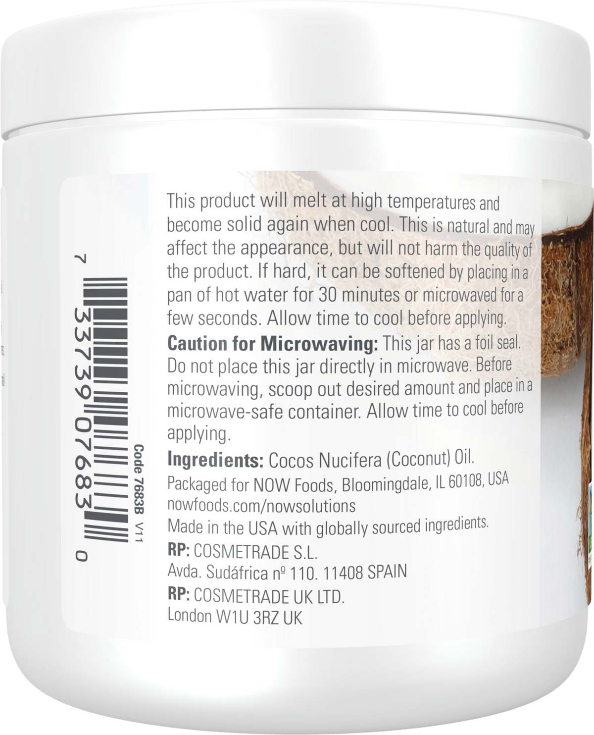 NOW Solutions, Coconut Oil, Conditioning Moisturizer, 7 fl. oz