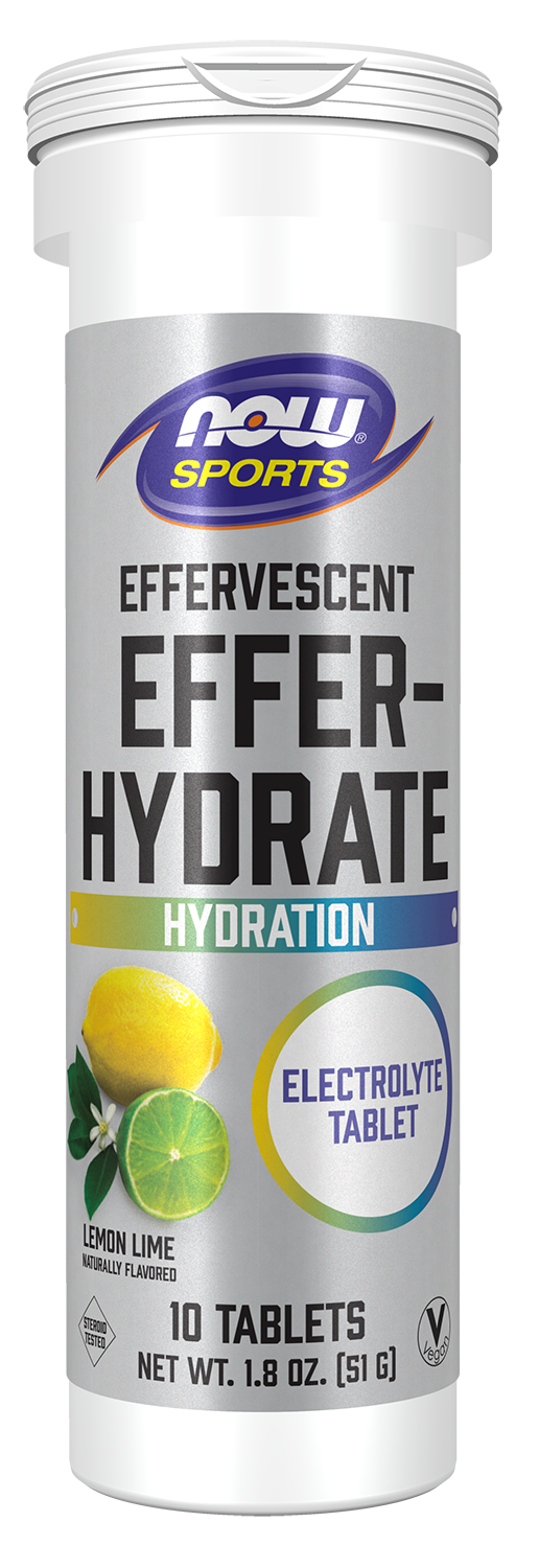 NOW Sports, Effervescent Effer-Hydrate, Electrolytes, Lemon Lime, 10 Tabs