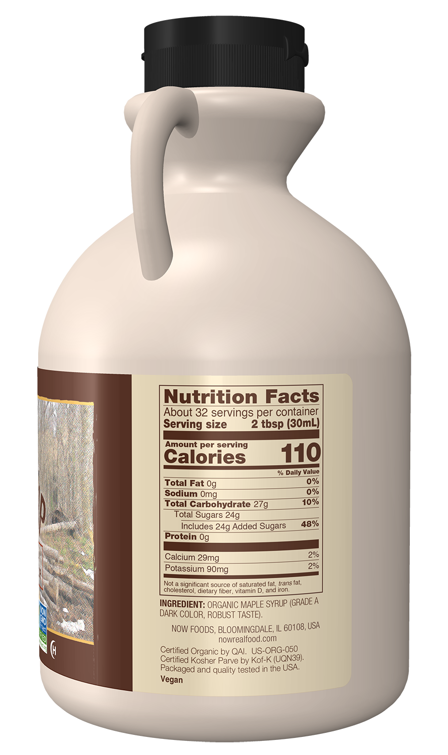 NOW Foods, Certified Organic Maple Syrup, Grade A Dark Color, 32 fl. oz