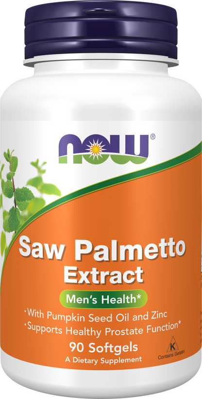 NOW Supplements, Saw Palmetto Extract, Pumpkin Seed Oil, Zinc, 90 Softgels