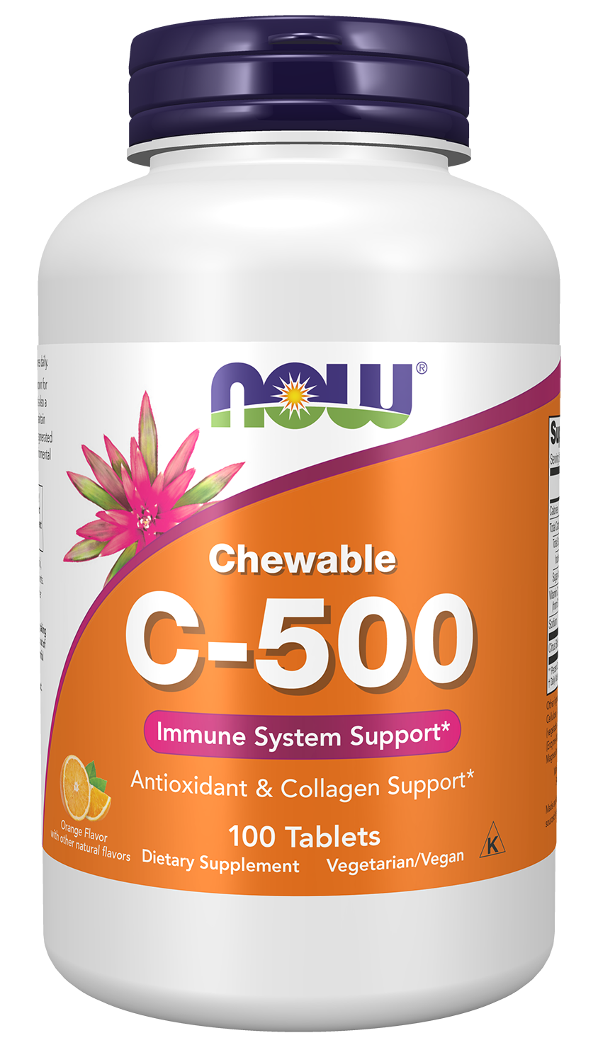 NOW Supplements, Vitamin C-500, Orange Juice Flavor, 100 Chewable Lozenges