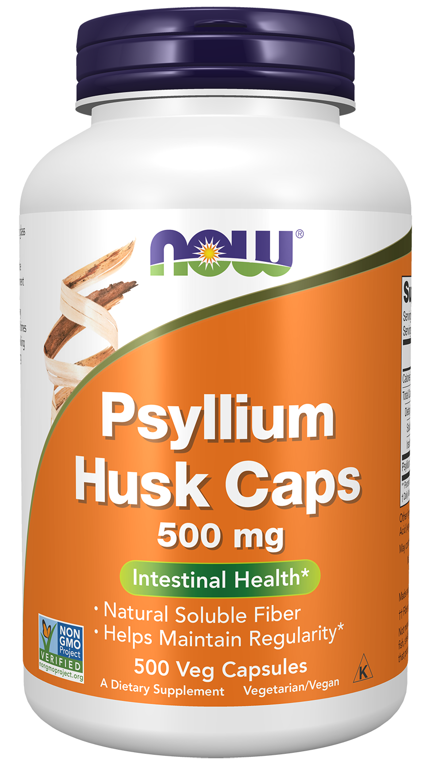 NOW Supplements, Psyllium Husk Caps 500mg, Intestinal Health*, 500 Veg Caps