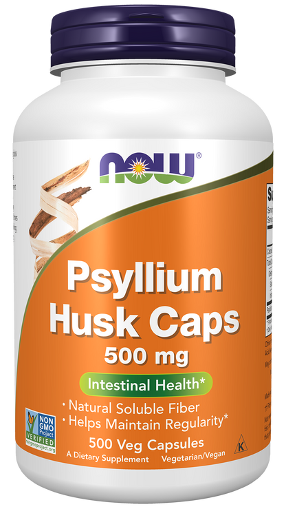 NOW Supplements, Psyllium Husk Caps 500mg, Intestinal Health*, 500 Veg Caps