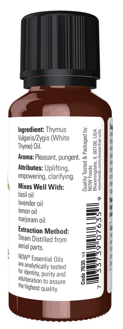 NOW Essential Oils, White Thyme Oil, Steam Distilled, Undiluted, 1 fl. oz