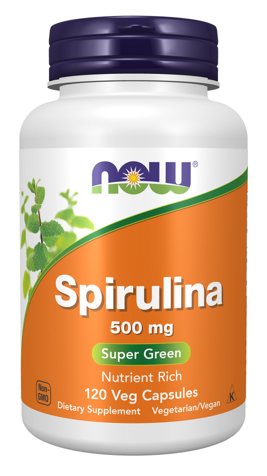 NOW Supplements, Spirulina 500 mg Super Green, 120 Veg Caps
