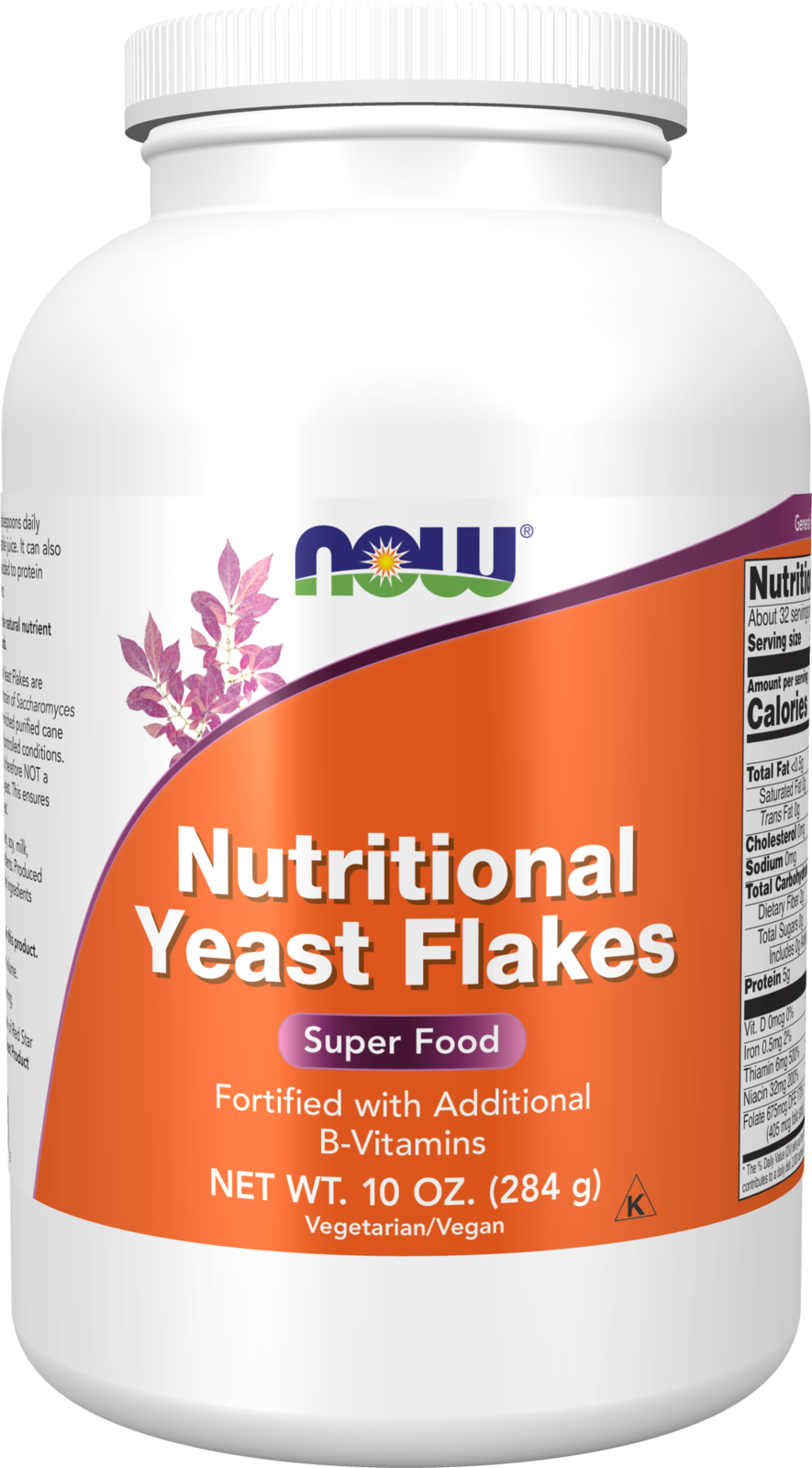 NOW Supplements, Nutritional Yeast Flakes, Fortified, 10 oz