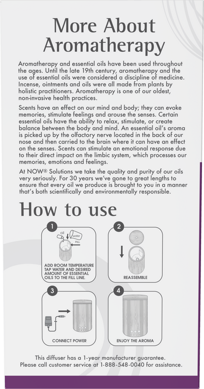NOW Solutions, Real Bamboo Ultrasonic Aromatherapy Oil Diffuser