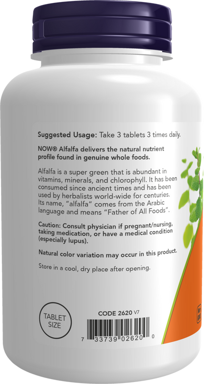 NOW Supplements, Alfalfa 650 mg, Super Green, 250 Tabs