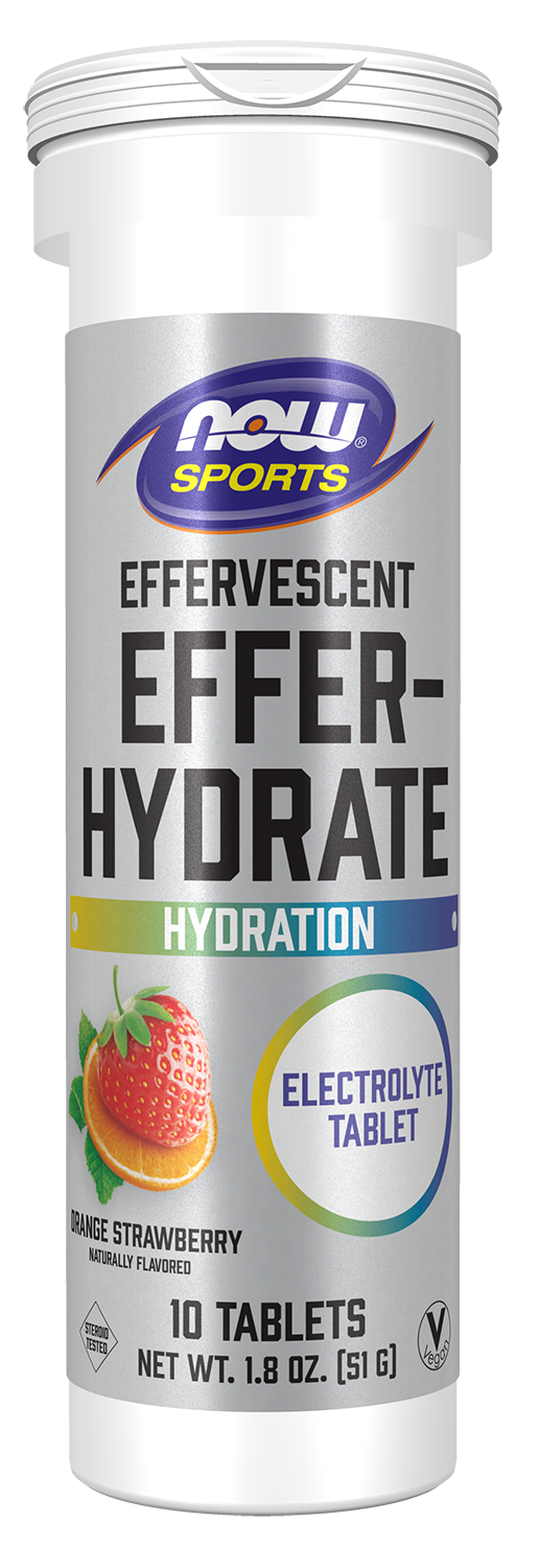 NOW Sports, Effervescent Effer-Hydrate, Electrolytes, ORG-STR, 10 Tabs