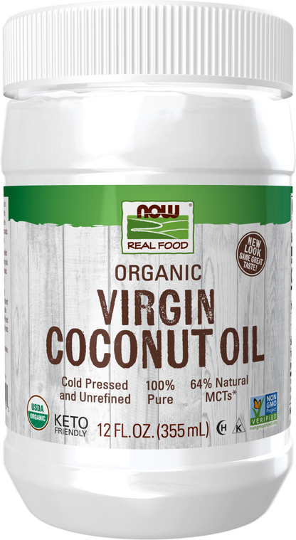 NOW Foods, Certified Organic Virgin Coconut Oil, Unrefined, 12 fl. oz
