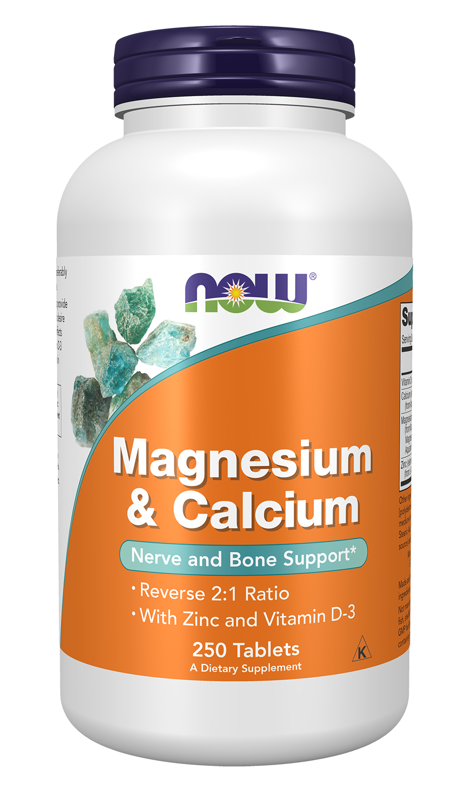NOW Supplements, Magnesium & Calcium, With Vitamin D3 and Zinc, 250 Tabs