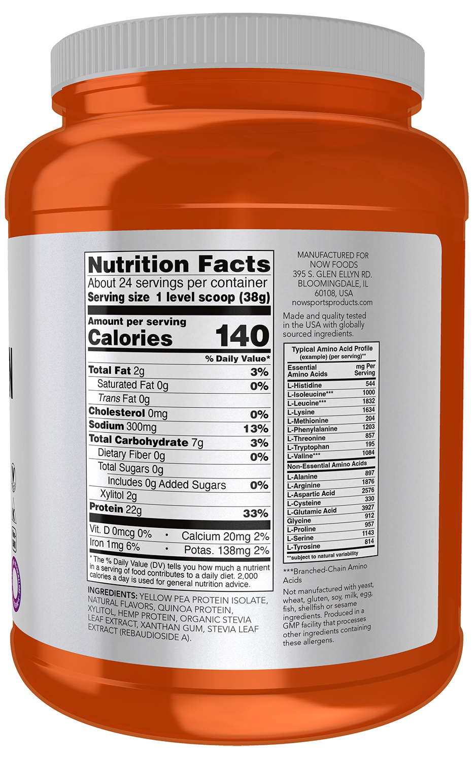 NOW Sports, Plant Protein Complex  22g, Creamy Vanilla, 2 lbs
