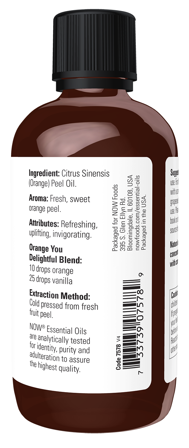 NOW Essential Oils, Sweet Orange Oil, Undiluted, Cold Pressed, 4 fl. oz