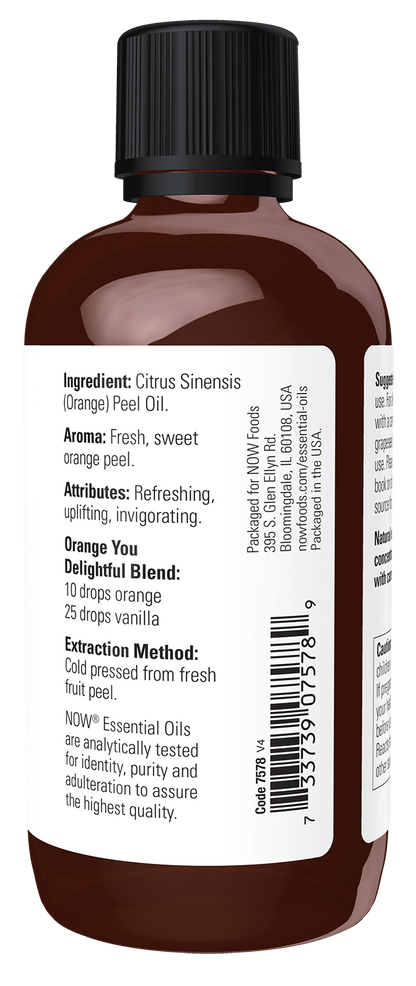 NOW Essential Oils, Sweet Orange Oil, Undiluted, Cold Pressed, 4 fl. oz