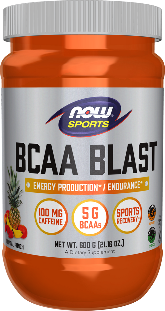NOW Sports, BCAA Blast Powder, 5g, 100 mg Caffeine, Tropical Punch, 600 g