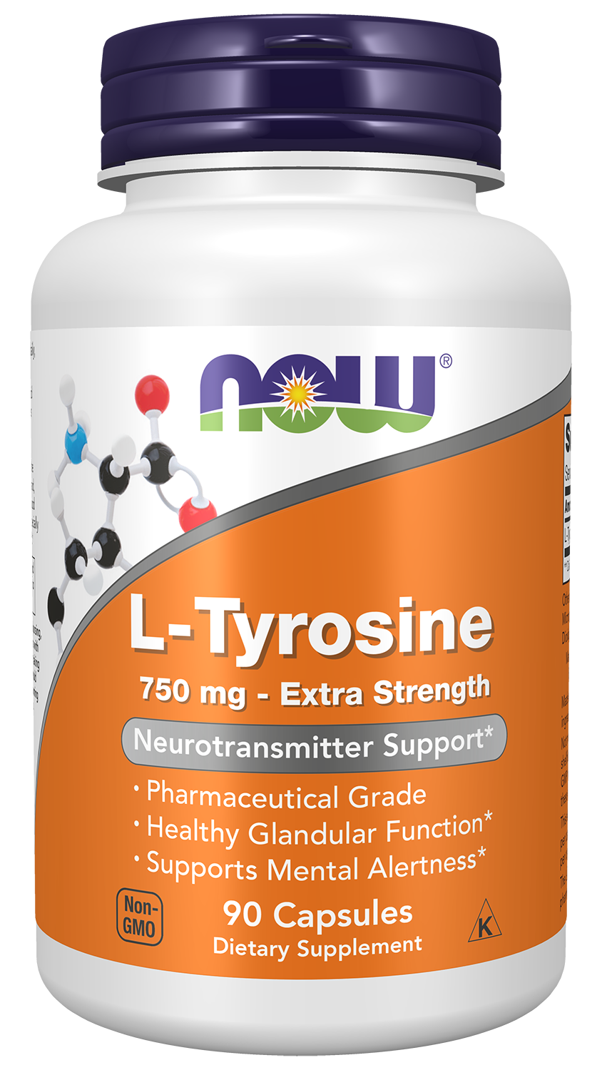 NOW Supplements, L-Tyrosine 750 mg, Supports Mental Alertness*, 90 Veg Caps