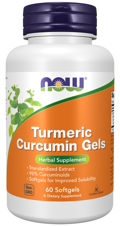 NOW Supplements, Tumeric Curcumin Gels, With 95% Curcuminoids, 60 Softgels