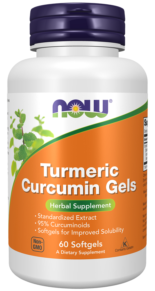 NOW Supplements, Tumeric Curcumin Gels, With 95% Curcuminoids, 60 Softgels