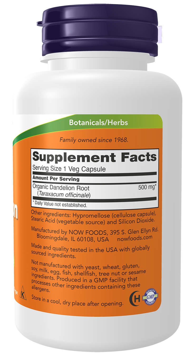 NOW Supplements, Dandelion Root 500 mg, Herbal Supplement, 100 Veg Caps
