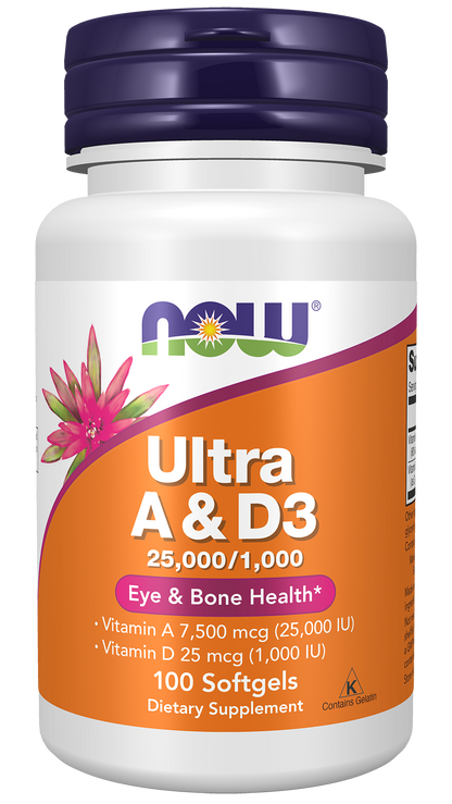 NOW Supplements, Vitamin A & D3 25,000/1,000 IU, Eye Health*, 100 Softgels