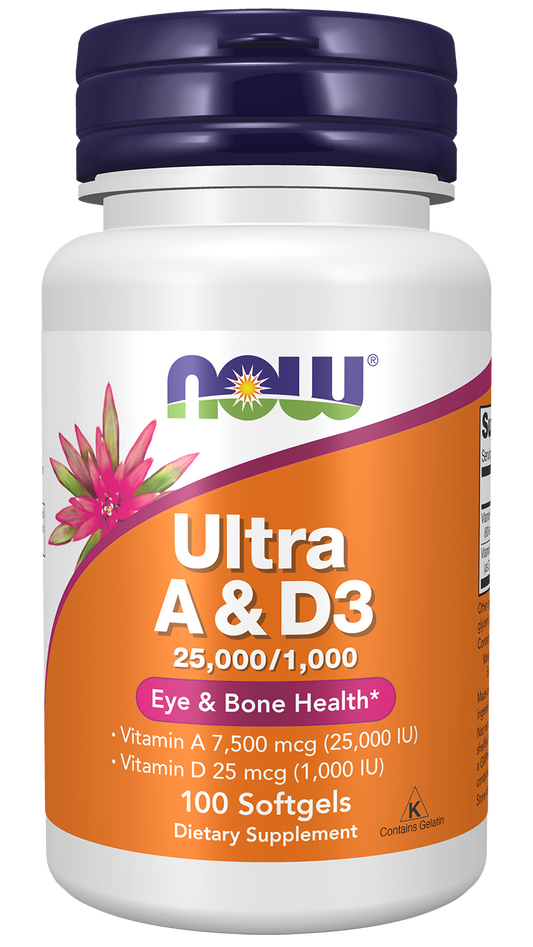 NOW Supplements, Vitamin A & D3 25,000/1,000 IU, Eye Health*, 100 Softgels