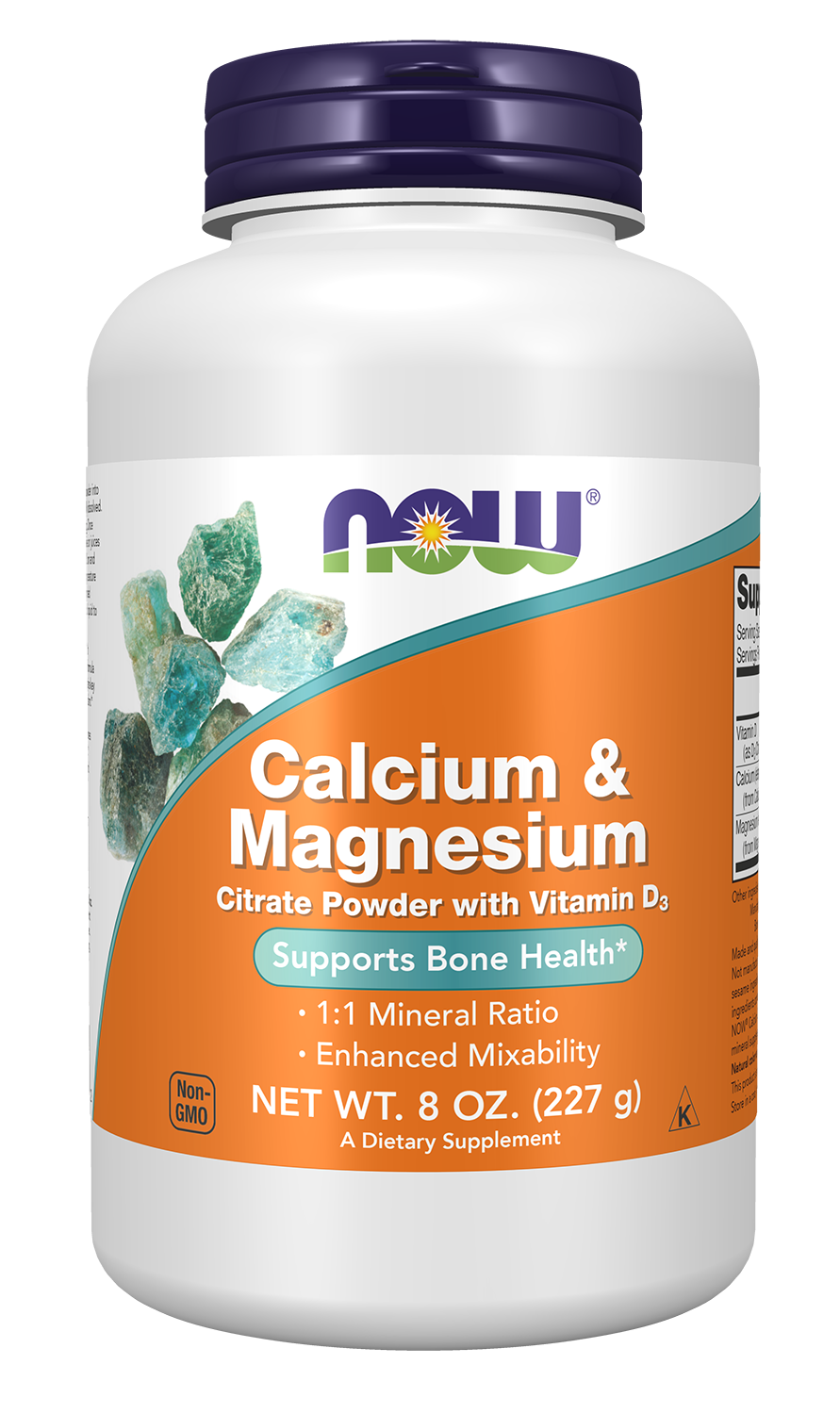 NOW Supplements, Calcium & Magnesium Citrate and D-3, Powder, 8 oz
