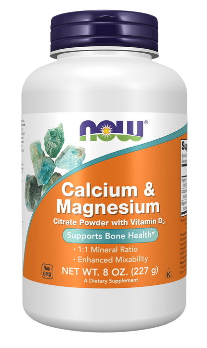 NOW Supplements, Calcium & Magnesium Citrate and D-3, Powder, 8 oz