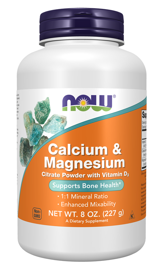 NOW Supplements, Calcium & Magnesium Citrate and D-3, Powder, 8 oz