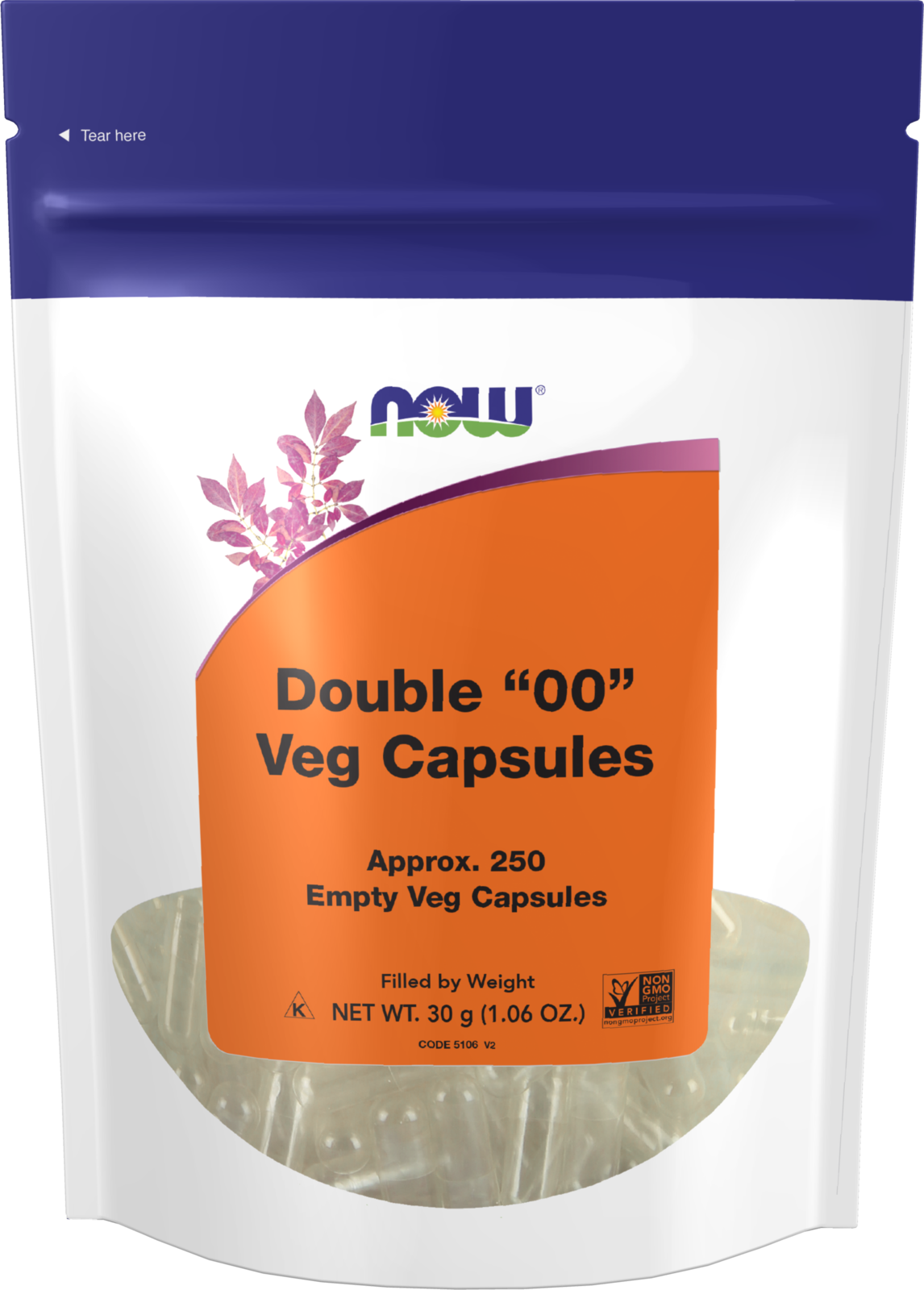 NOW Supplements, Empty Vegetarian Caps, Double "00", 250 Veg Caps