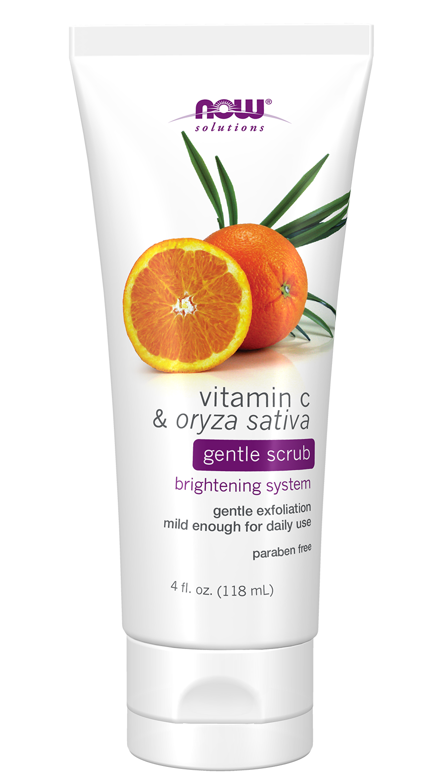 NOW Solutions, Vitamin C and Oryza Sativa Scrub, Brightening, 4 fl. oz