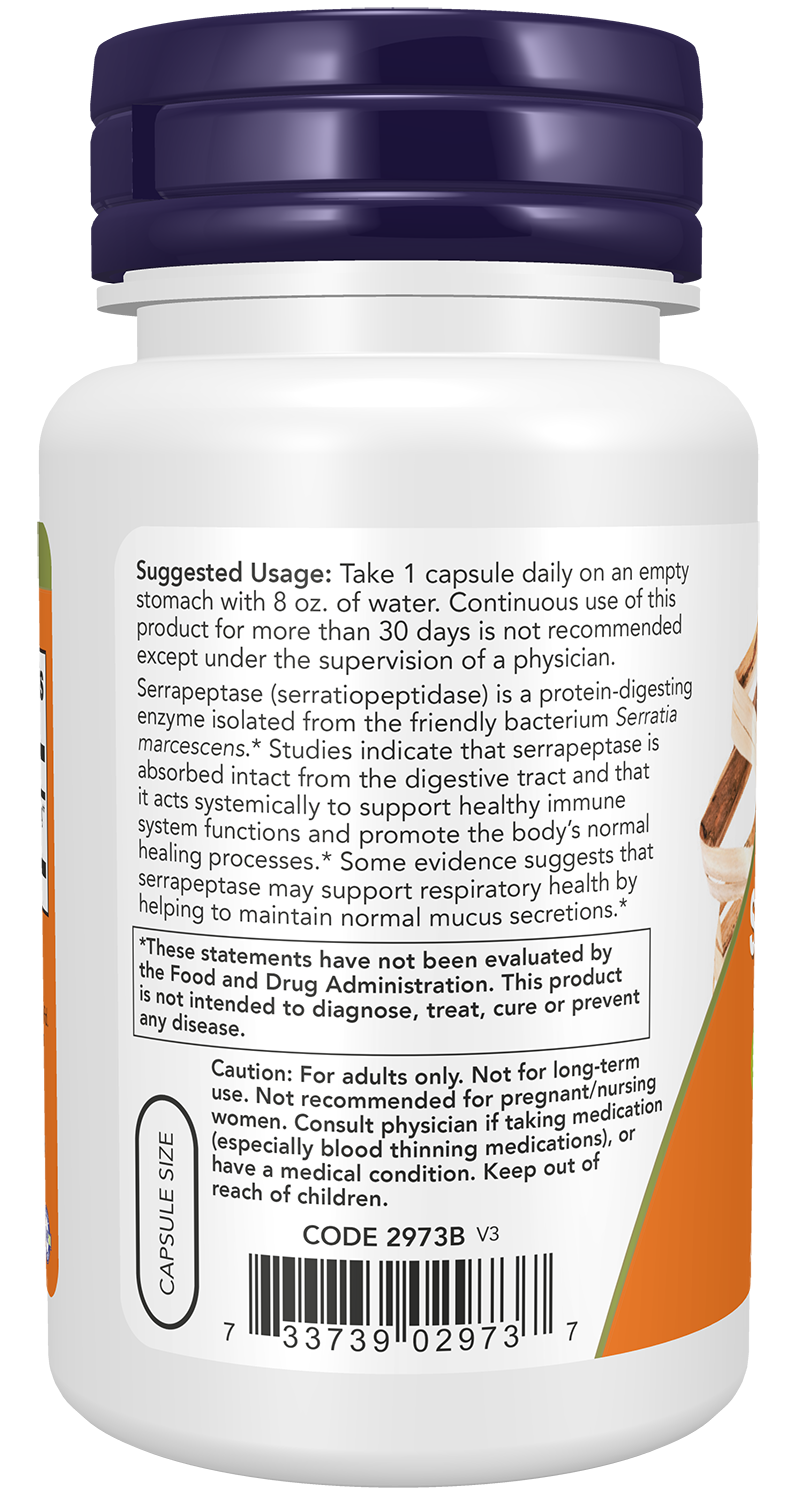 NOW Supplements, Serrapeptase 60,000 Units of Activity, 60 Veg Caps