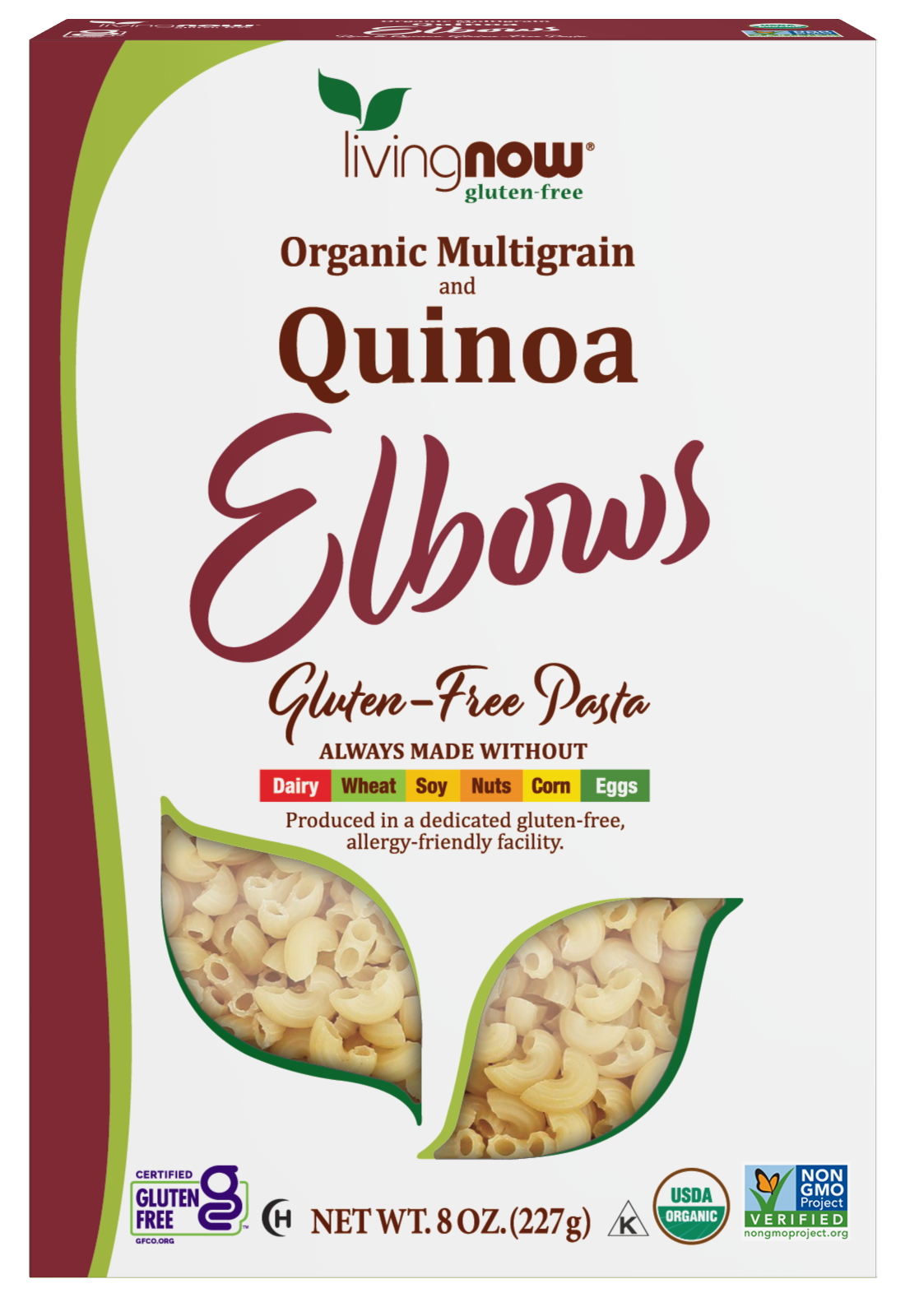 NOW Foods, Organic Quinoa Macaroni, Gluten-Free, Elbow Pasta, 8 oz
