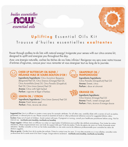 NOW Essential Oils, Put Some Pep in Your Step Uplifting Aroma Kit, 4x 10mL