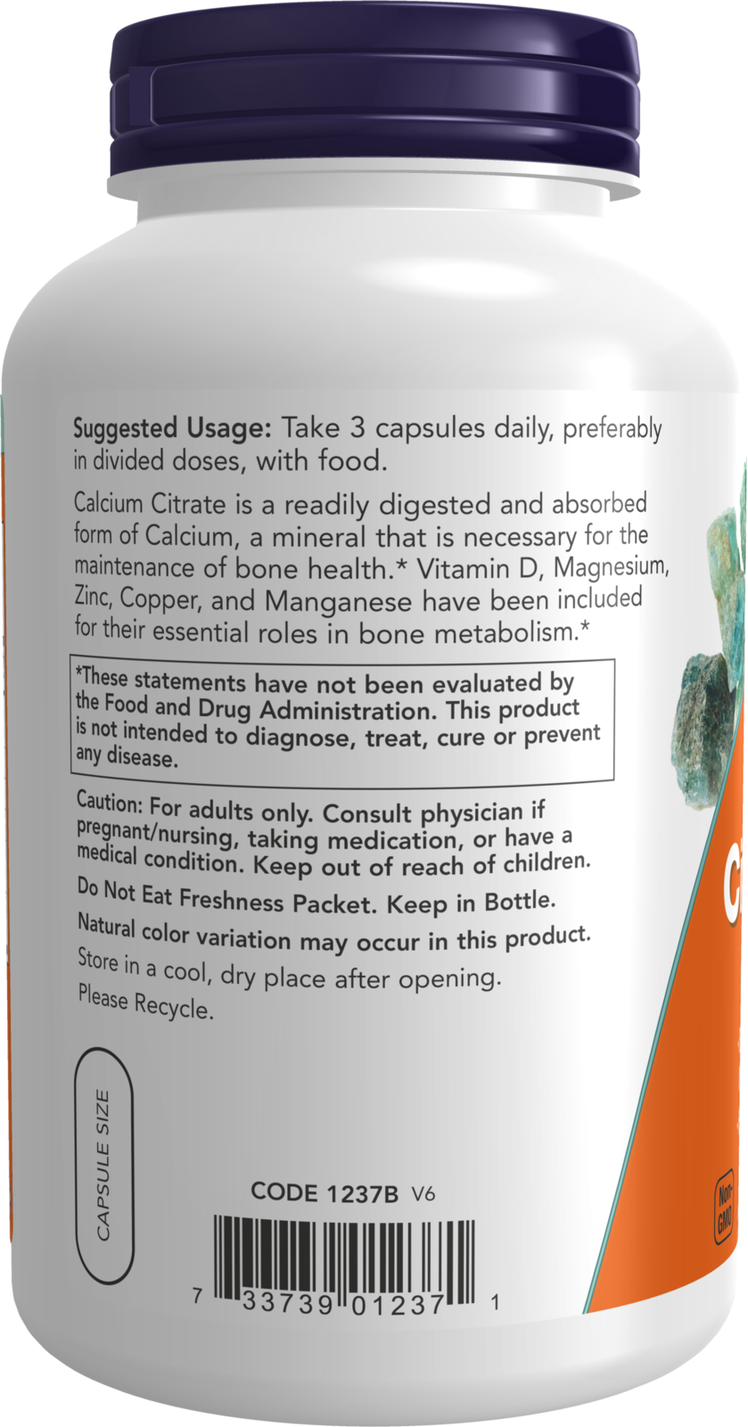 NOW Supplements, Calcium Citrate with Vit D, Magnesium, Zinc, 240 Veg Caps