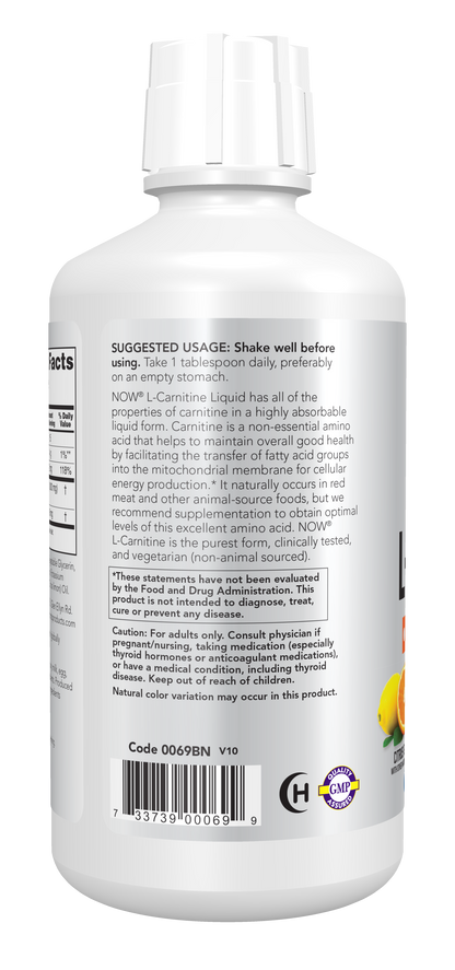 NOW Sports, L-Carnitine Liquid 1,000 mg, Citrus, 32 fl. oz