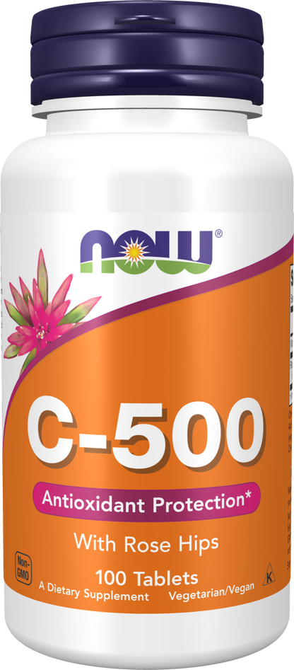 NOW Supplements, Vitamin C-500 with Rose Hips, 100 Tabs