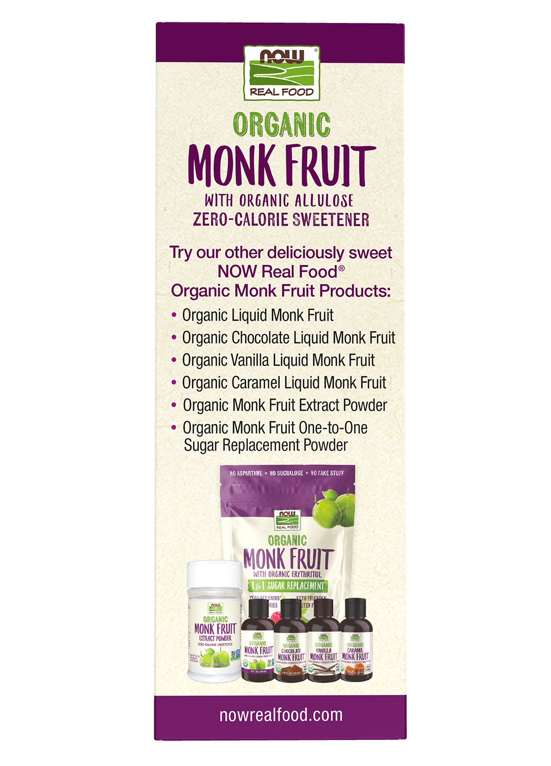 NOW Foods, Organic Monk Fruit, Zero-Calorie Sweetener, Non-GMO, 70 Packets