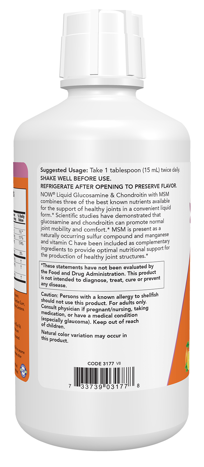 NOW Supplements, Glucosamine & Chondroitin with MSM, Liquid, 32 fl. oz