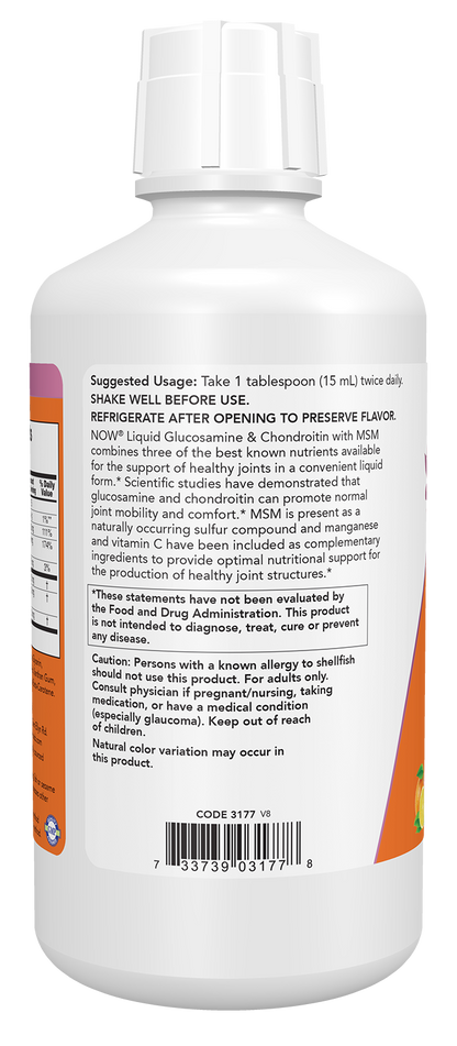 NOW Supplements, Glucosamine & Chondroitin with MSM, Liquid, 32 fl. oz