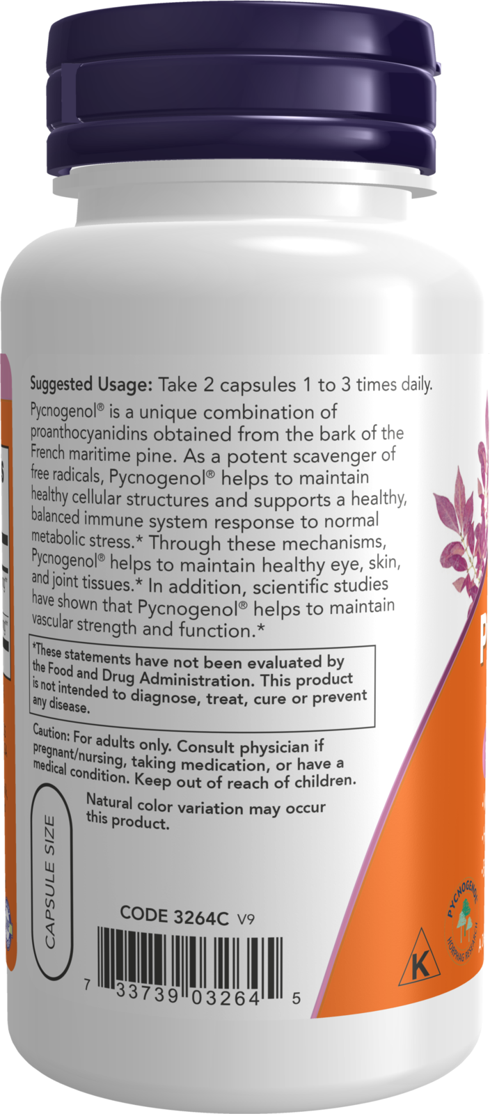 NOW Supplements, Pycnogenol 30 mg with 300 mg Bioflavonoids, 60 Veg Caps