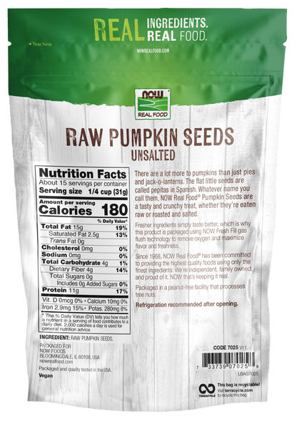 NOW Foods, Pumpkin Seeds, Raw, Unsalted, Source of Protein, 16 oz.