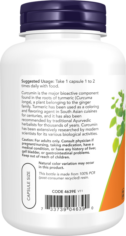 NOW Supplements, Turmeric Curcumin, 95% Curcuminoids, 120 Veg Caps