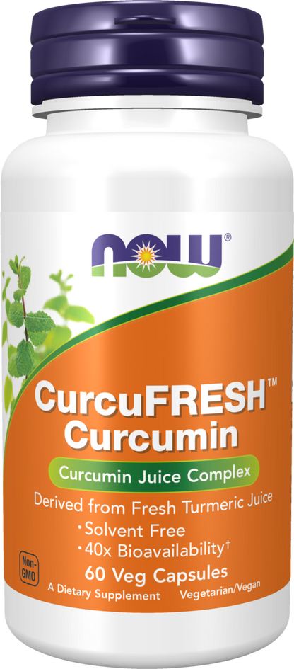 NOW Supplements, CurcuFRESH™ Curcumin, from Turmeric Juice, 60 Veg Caps